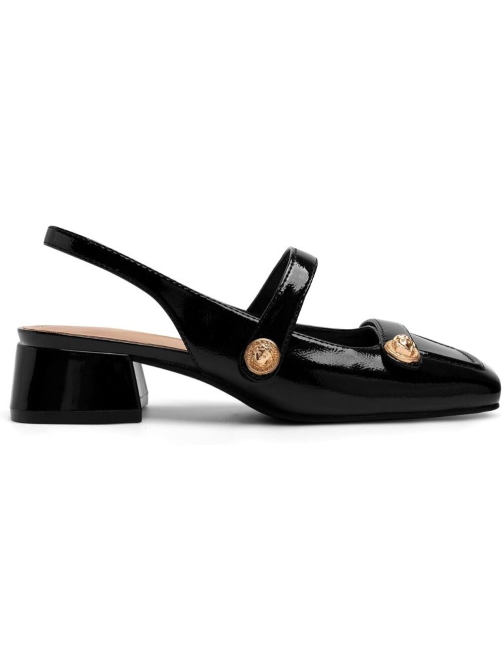 Women Black Mary Jane Low Block Heel Closed Square Toe Office Pump Dressy Shoes